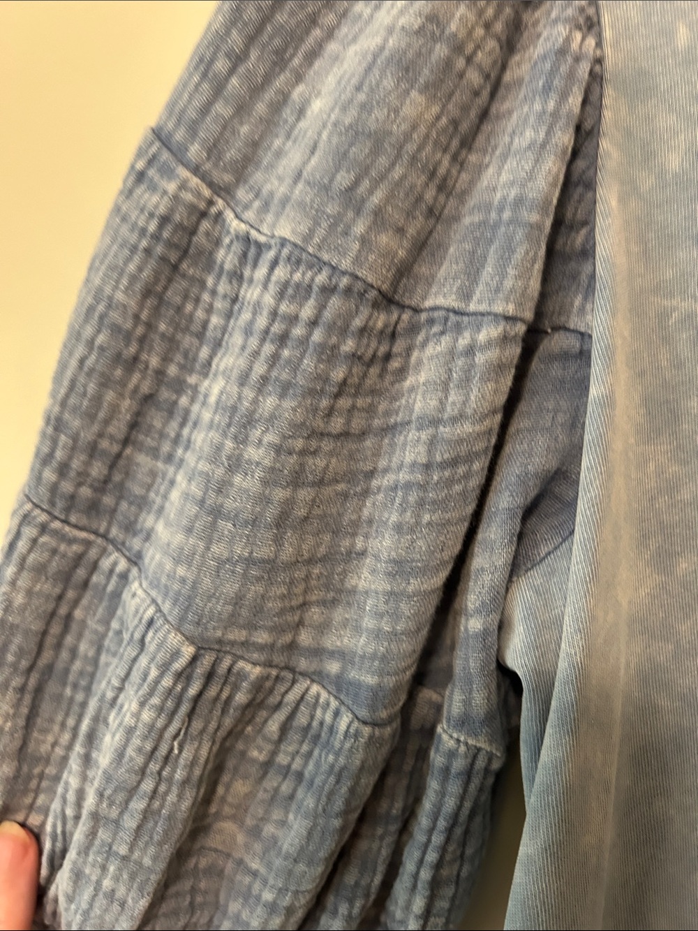 Washed Light Blue Puff-Sleeve Babydoll Mini Dress - Picture 7 of 8